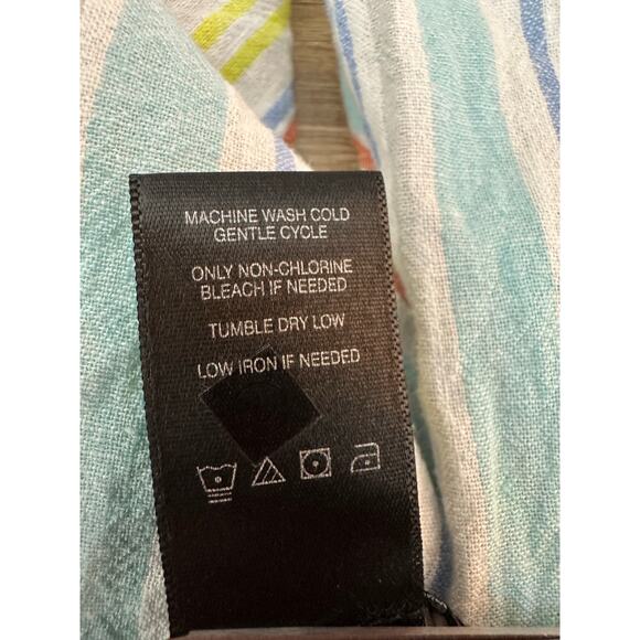 Ali Miles Tunic Top Womens Size 1X Multicolor Striped Linen Cotton Asymmetrical - Picture 8 of 8